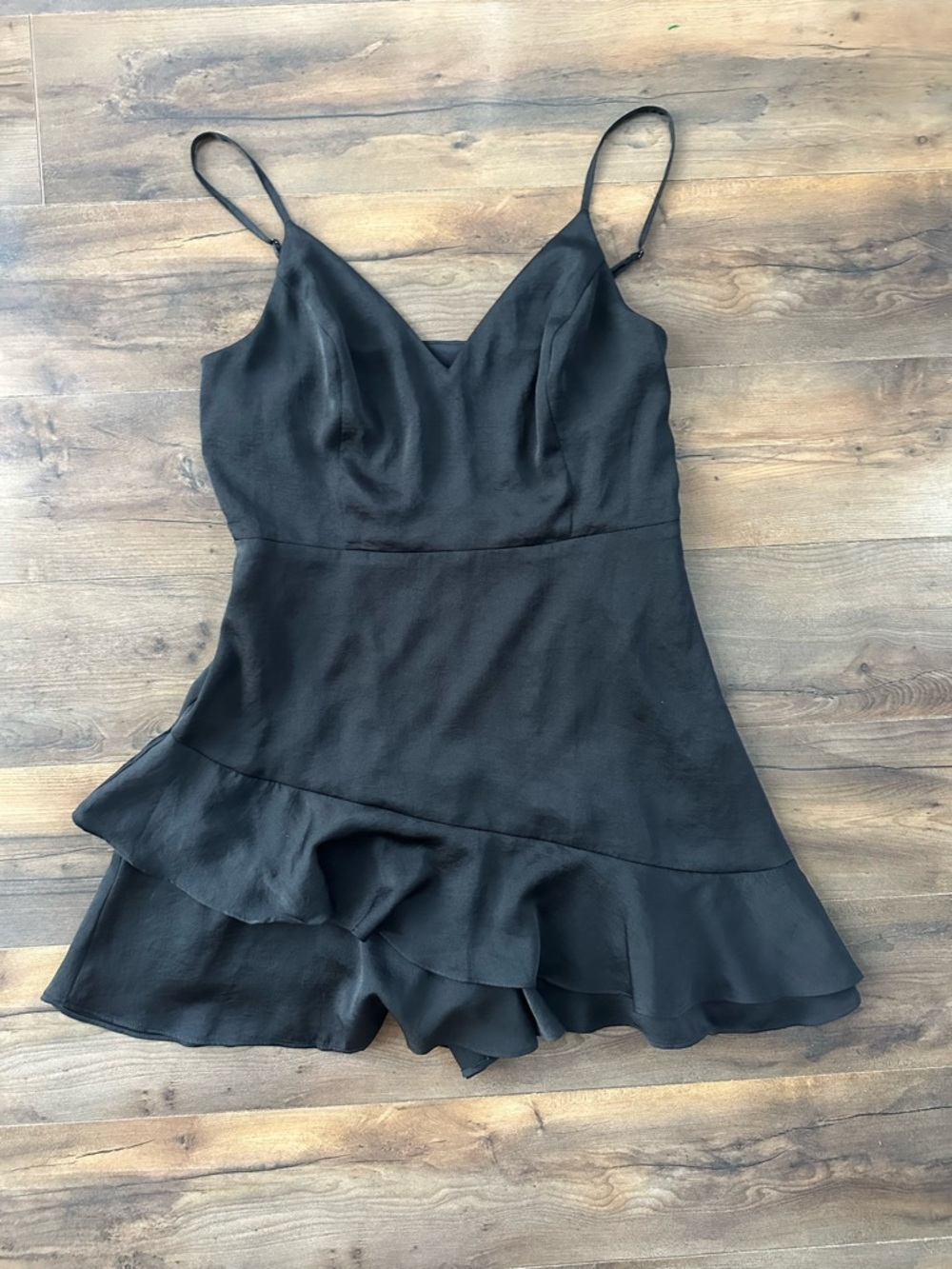 Express Black Romper Dress Skort Ruffle Mini Built In Shorts M
